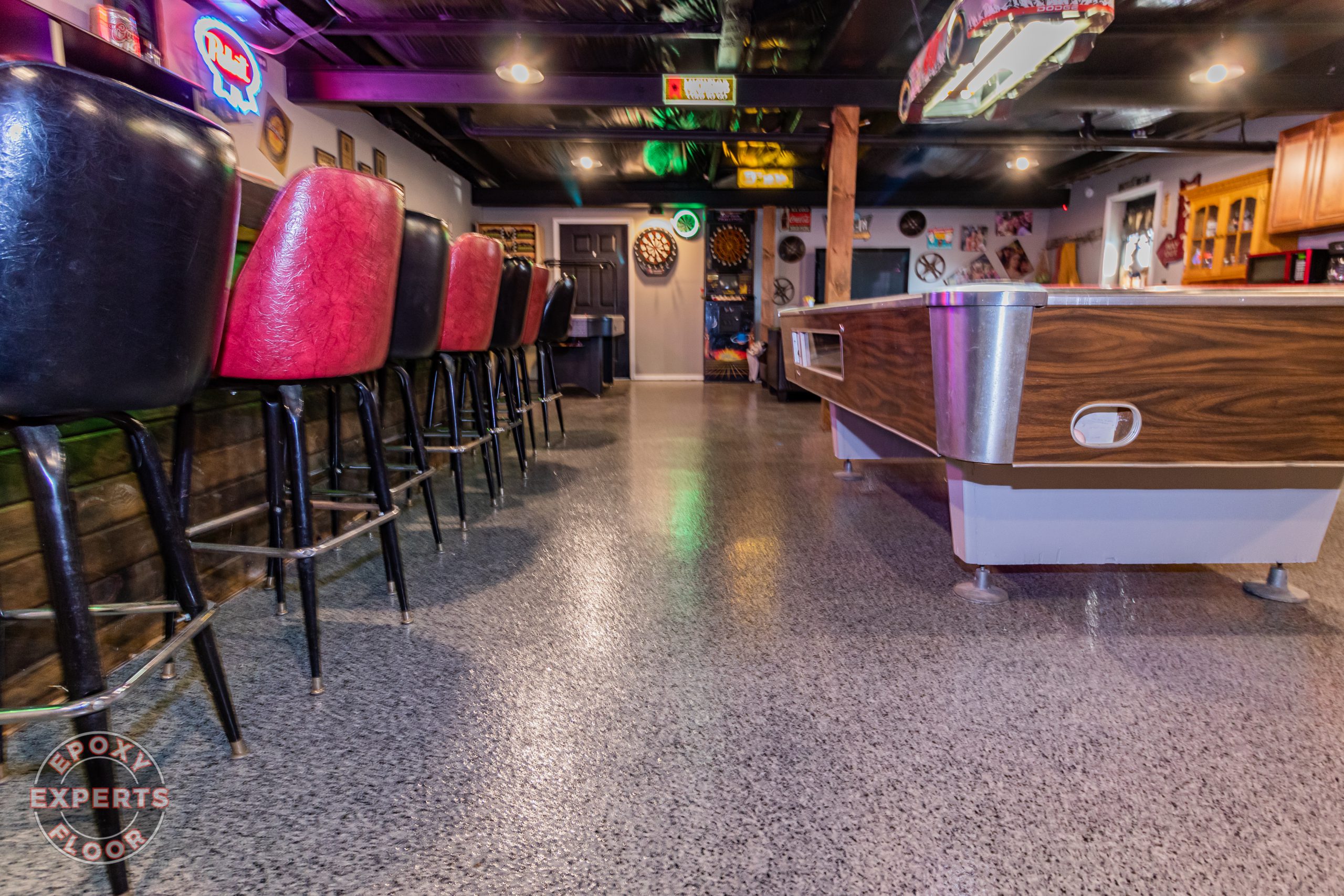 Epoxy floor experts basement epoxy flooring around bar