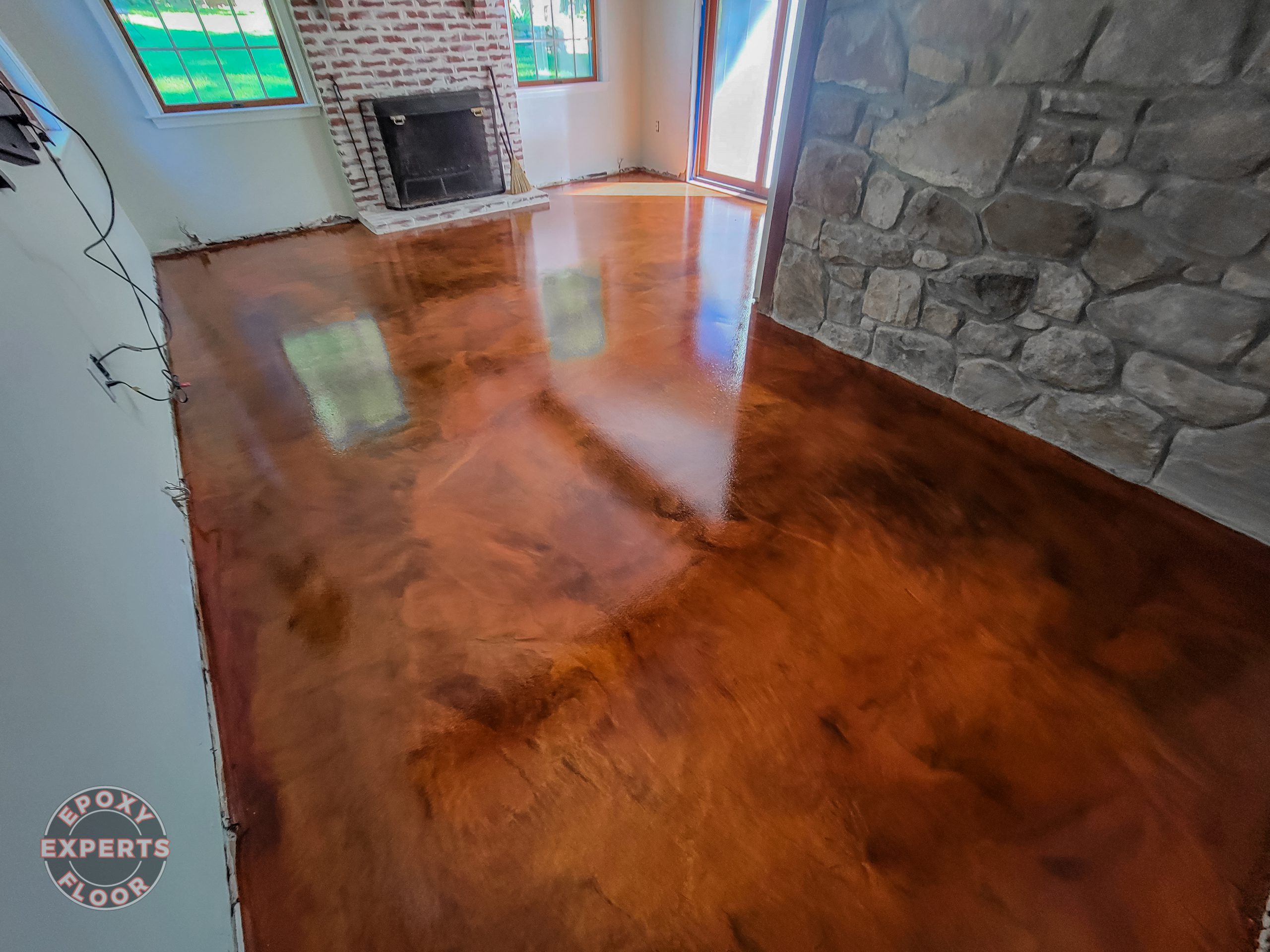Metallic Epoxy floor Installation in living room by Epoxy Floor Experts